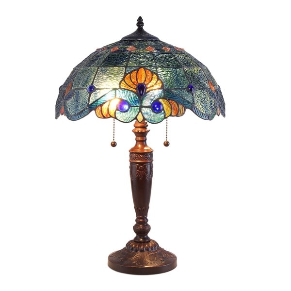 Tiffany Style Blue Vintage Table Lamp Free Shipping Today Tiffany Style Blue Vintage Table Lamp