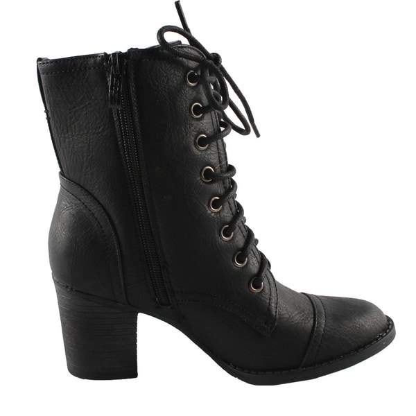 Black Lace-up Boots - Overstock - 6983424