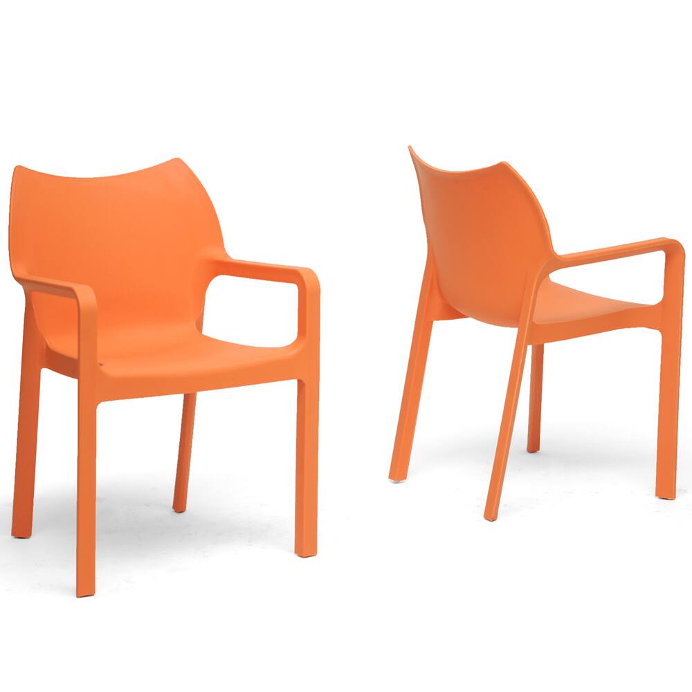Limerick Orange Plastic Stackable Modern Dining Chairs (Set of 2)