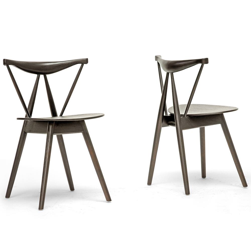Mercer Brown Wood Modern Dining Chairs (Set of 2)