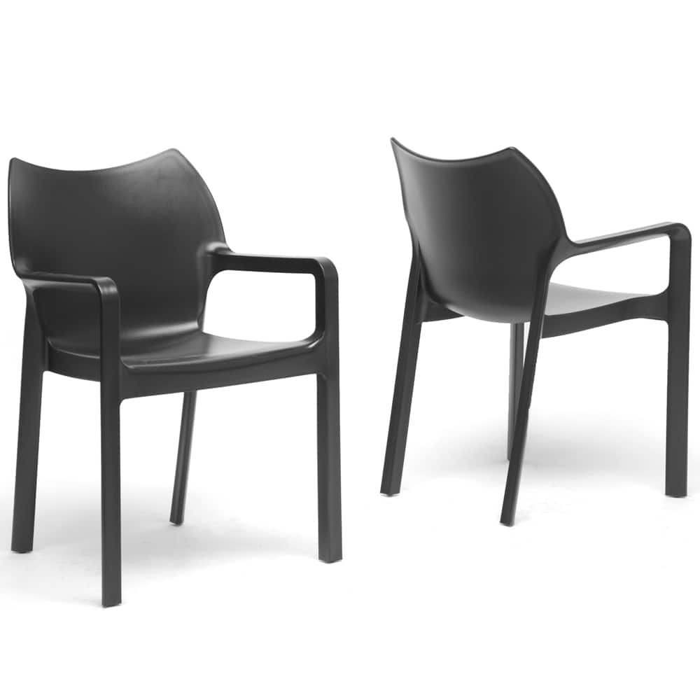 Limerick Black Plastic Stackable Modern Dining Chairs (Set of 2)