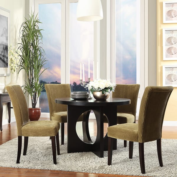 slide 1 of 3, Westmont 5-piece Taupe Corduroy 42-inch Round Dining Set