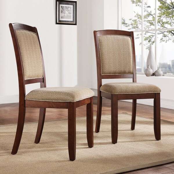 Shop Eadestown Rich Walnut Chenille Cushioned Dining Chair (Set of 2 ...