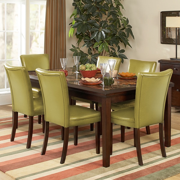 Estonia 7-piece Counter Height Set with Olive Green Chairs