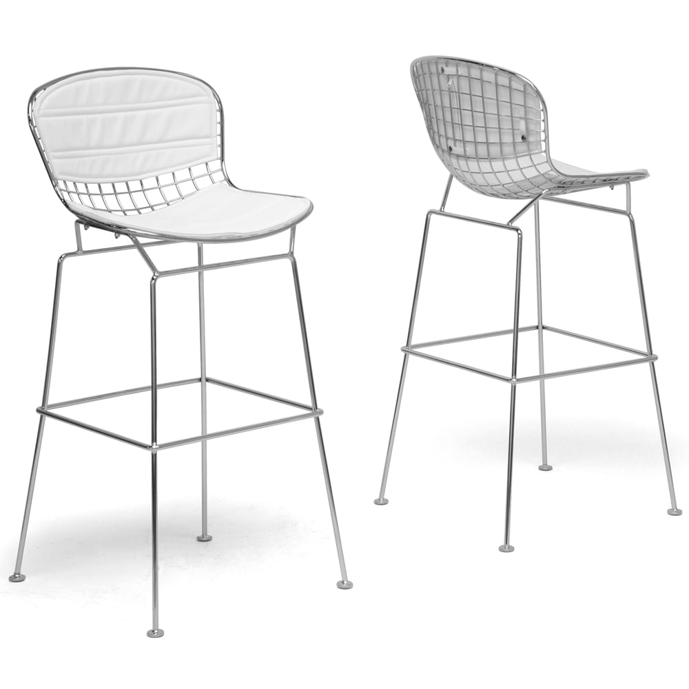 Tolland Modern Bar Stool With White Cushions (set Of 2)