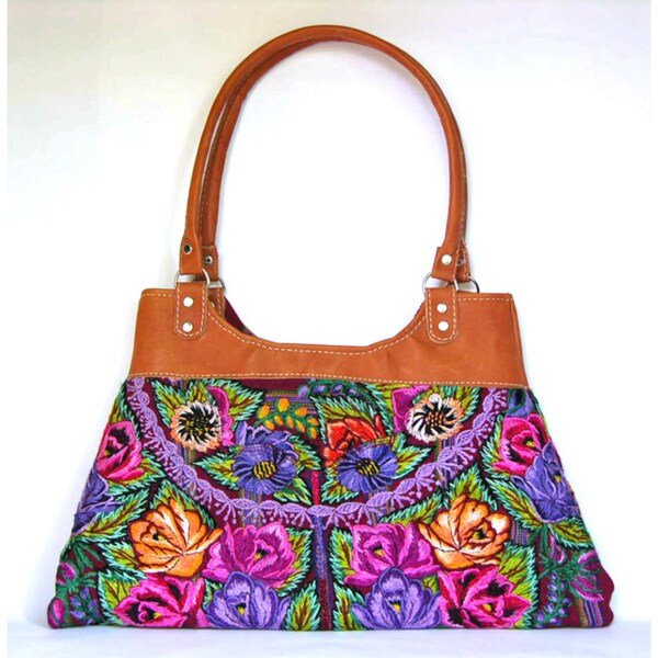 Mayan Huipil and Leather Purse (Guatemala) Free Shipping Today