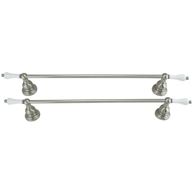 Danze Sheridan Brushed Nickel With White Porcelain Towel Bars (Set of 2 ...