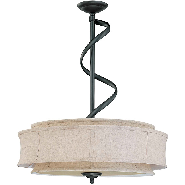 Darwin Bronze And Natural Linen 3 light Pendant