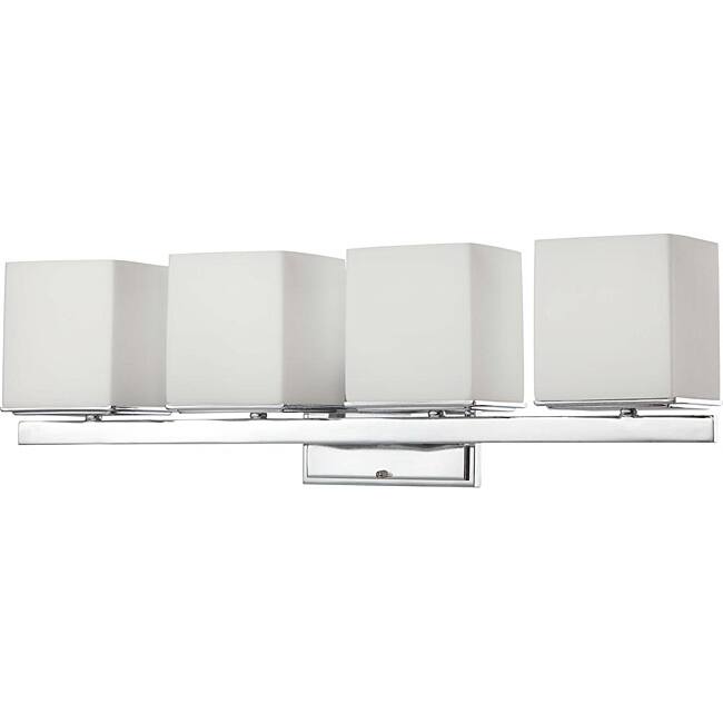 Bento Chrome with Satin White 4-light Vanity Fixture