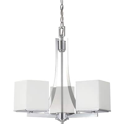 Bento Chrome with Satin White 3-light Chandelier