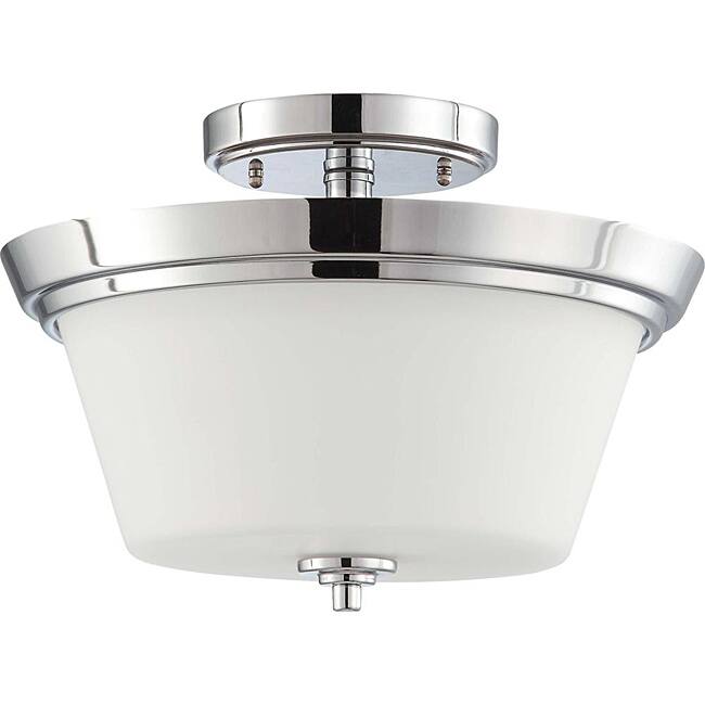 Bento Chrome with Satin White Two-Light Semi-Flush Indoor Fixture