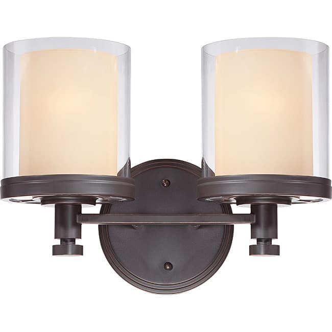 Decker Bronze with Clear/ Cream 2-light Vanity Fixture