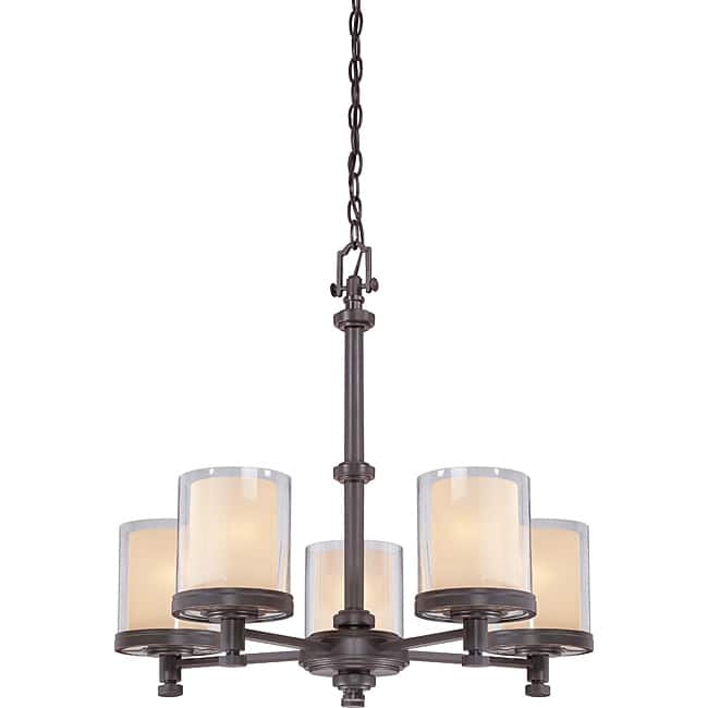 Decker Bronze with Clear/ Cream 5-light Chandelier