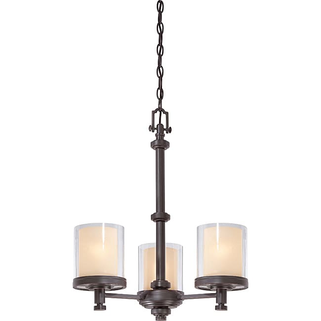 Decker Bronze With Clear/ Cream 3 light Chandelier