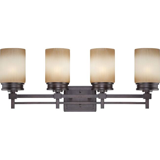 Wright Bronze with Amaretto Glass 4-light Vanity Fixture