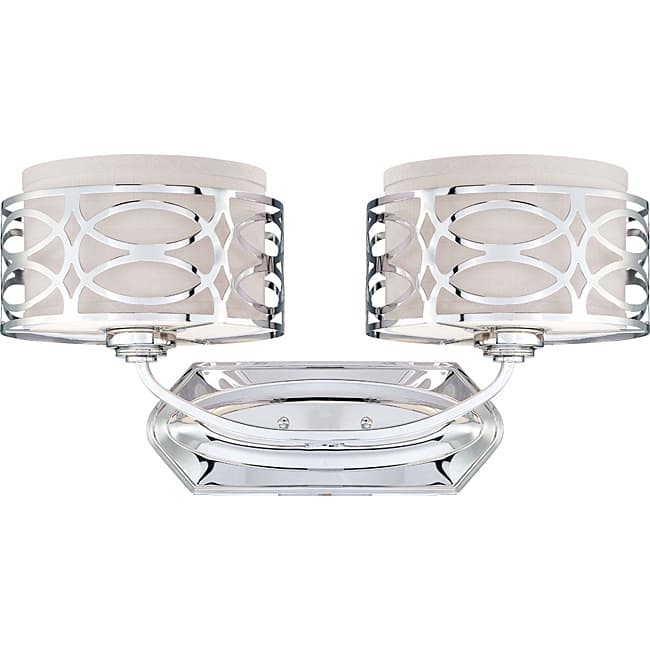 Harlow Nickel with Slate Grey Fabric Shade 2-light Vanity Fixture