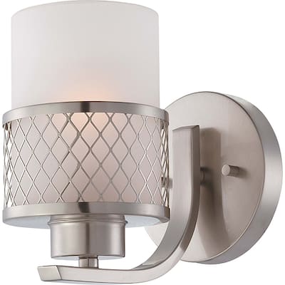 Fusion Nickel and Frosted 1-Light Vanity Fixture