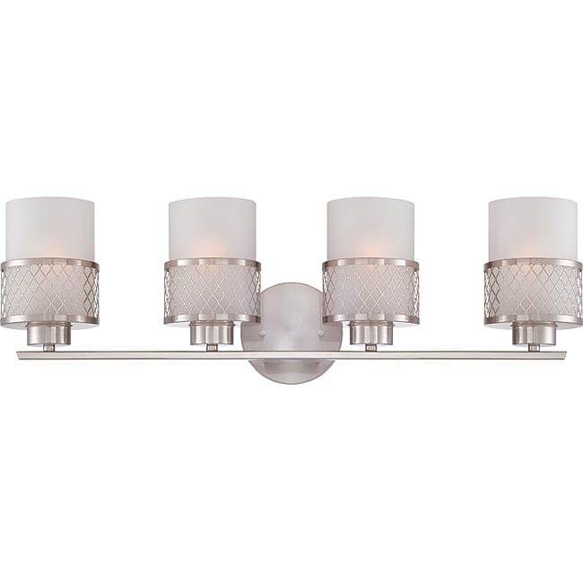 Fusion Nickel and Frosted Glass 4-Light Vanity Fixture
