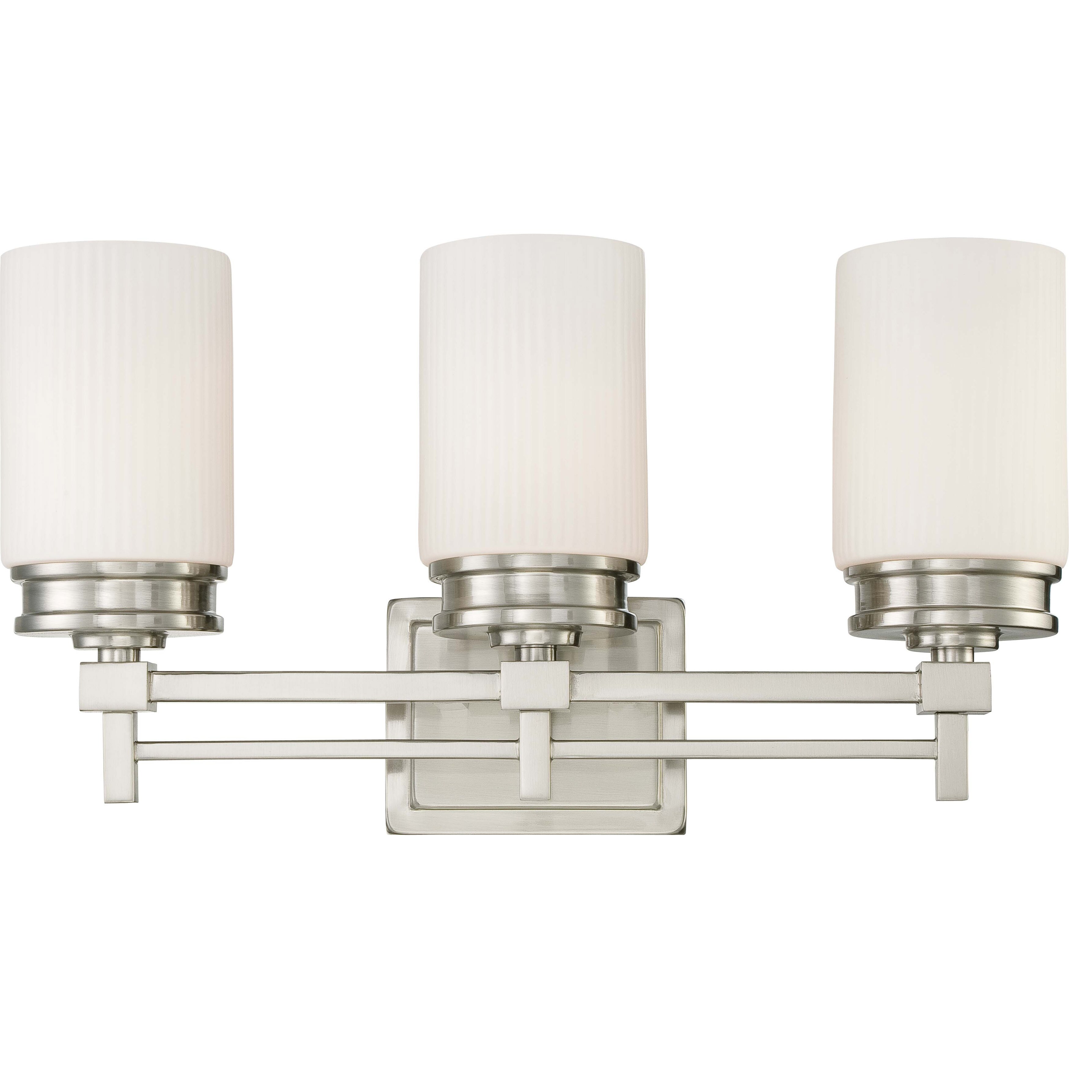 Wright Nickel W/ Satin White Glass 3 light Vanity Fixture