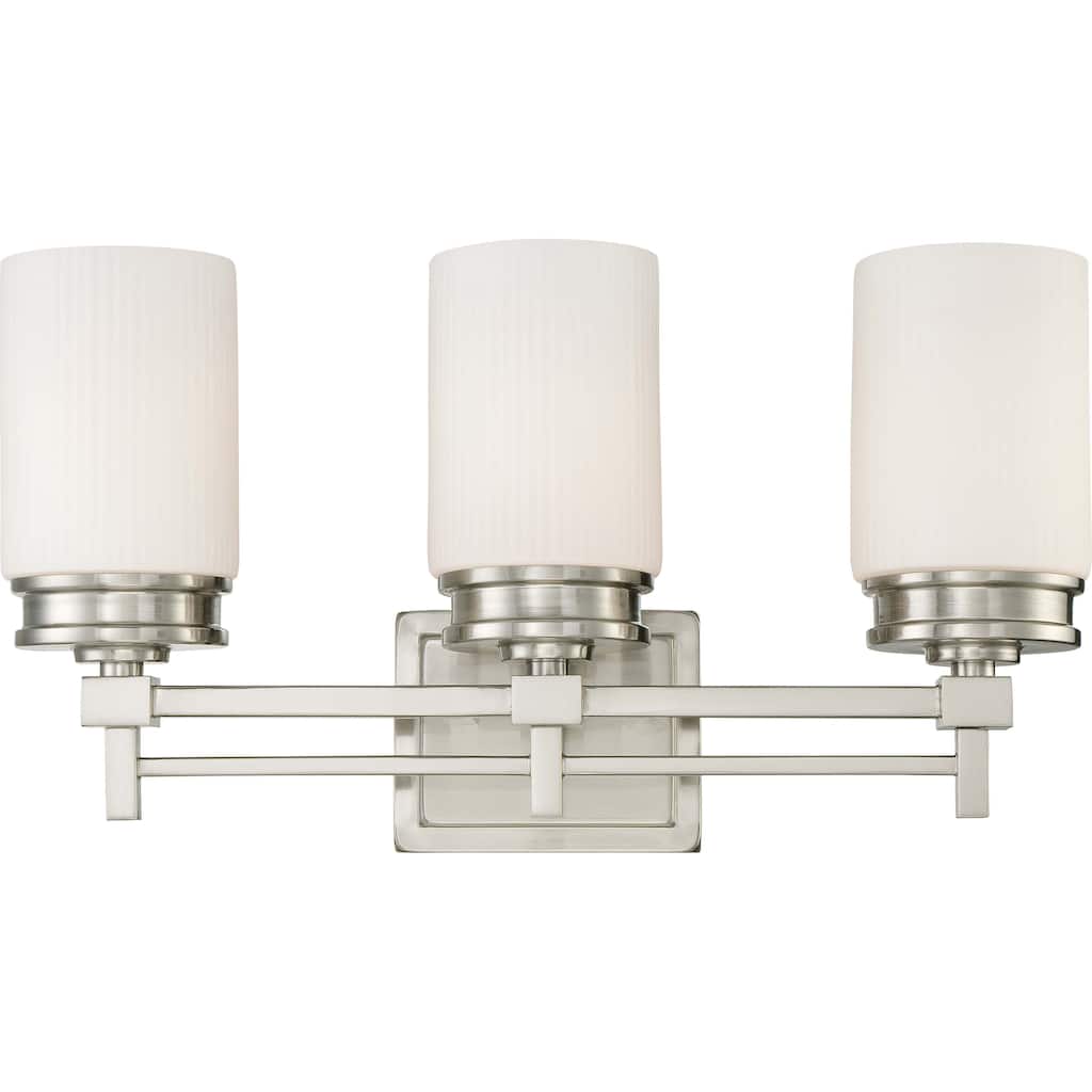 Wright Nickel w/ Satin White Glass 3-Light Vanity Fixture
