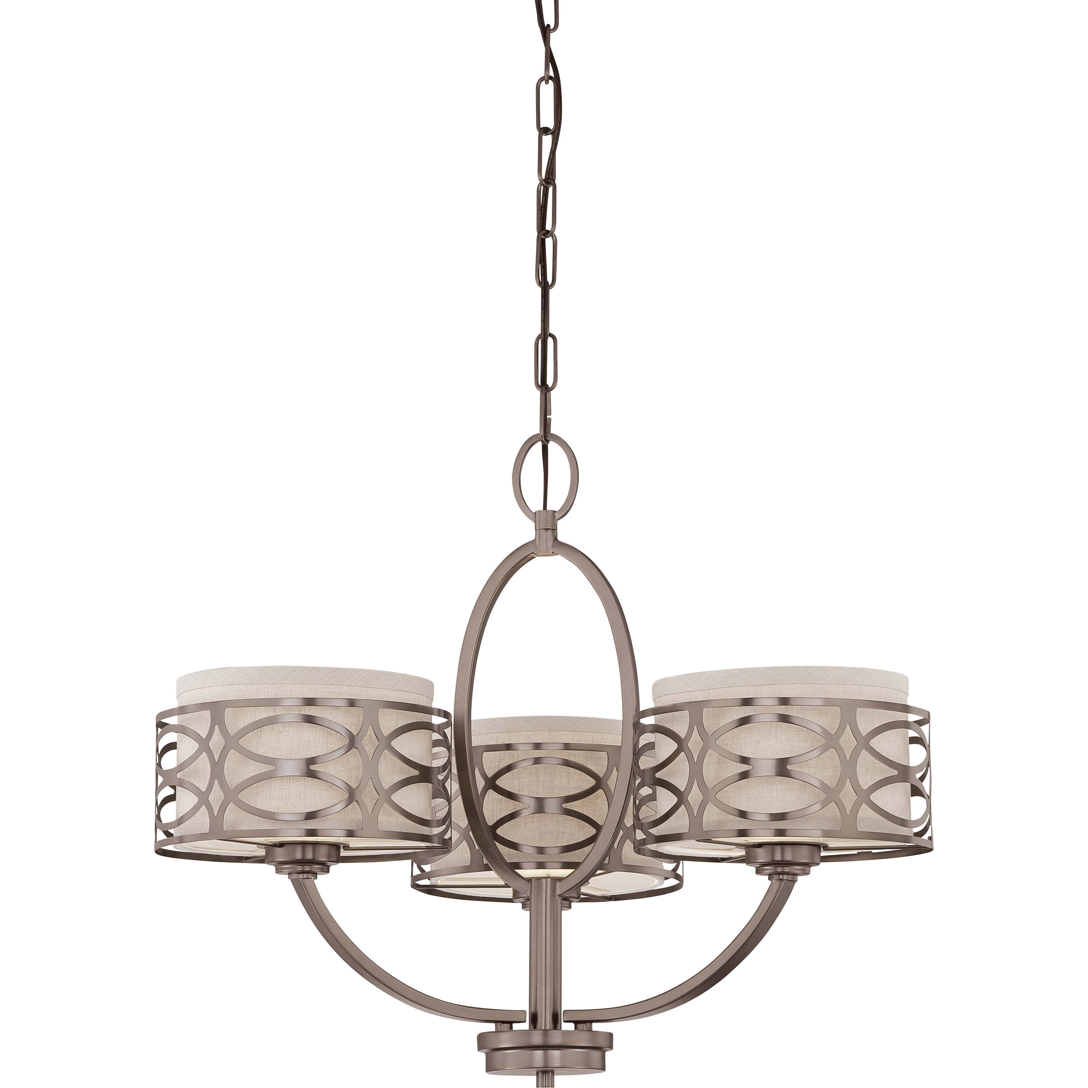 Harlow Bronze And Khaki Fabric Shades 3 light Chandelier