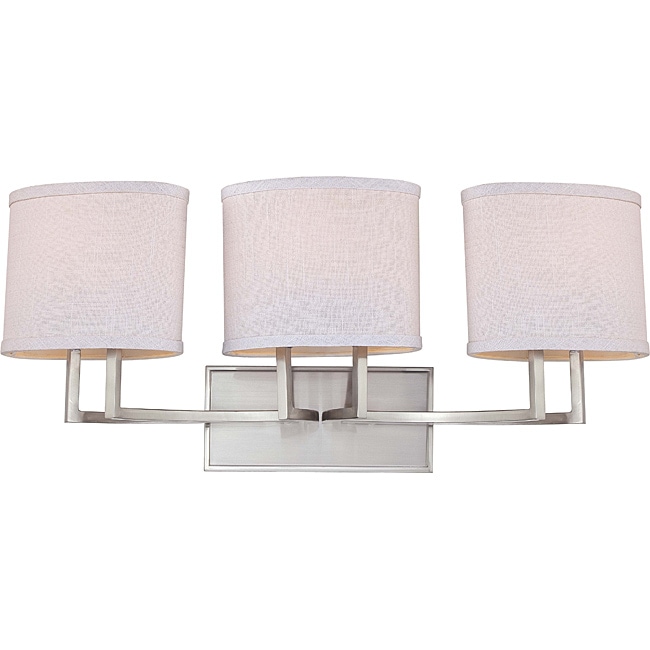 Gemini Nickel And Slate Gray Fabric Shades 3 light Vanity Fixture