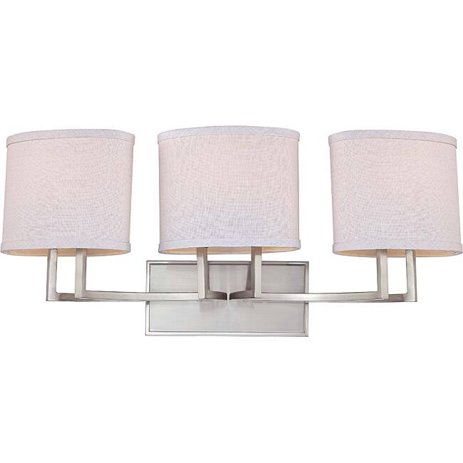 Gemini Nickel and Slate Gray Fabric Shades 3-Light Vanity Fixture
