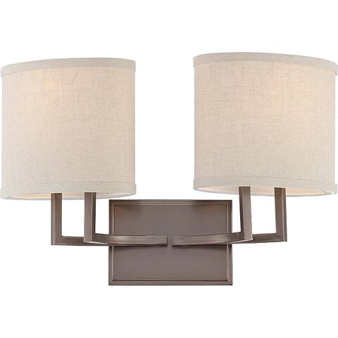 Gemin Bronze and Khaki Fabric Shadesi 2-Light Vanity Fixture