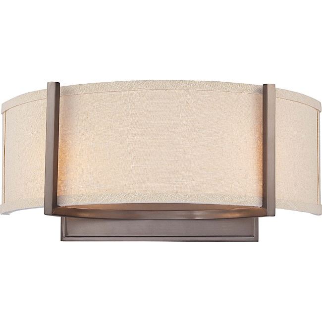 Gemini Bronze And Khaki Fabric Shade 2 light Wall Sconce