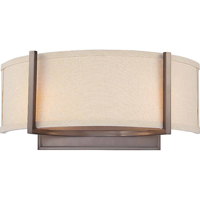Gemini Bronze and Khaki Fabric Shade 2-Light Wall Sconce