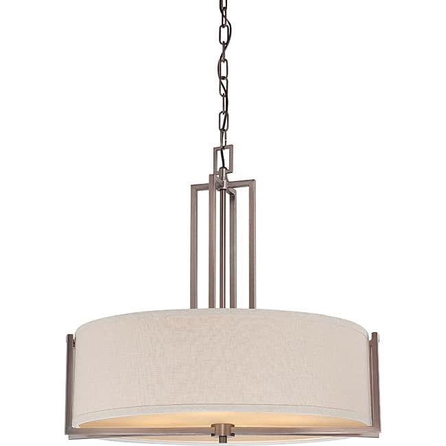 Gemini Bronze and Khaki Fabric Shade 4-Light Pendant