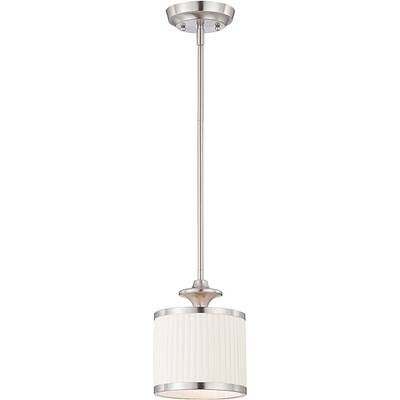 Candice Nickel and Flat Pleated White Shade 1-Light Mini Pendant