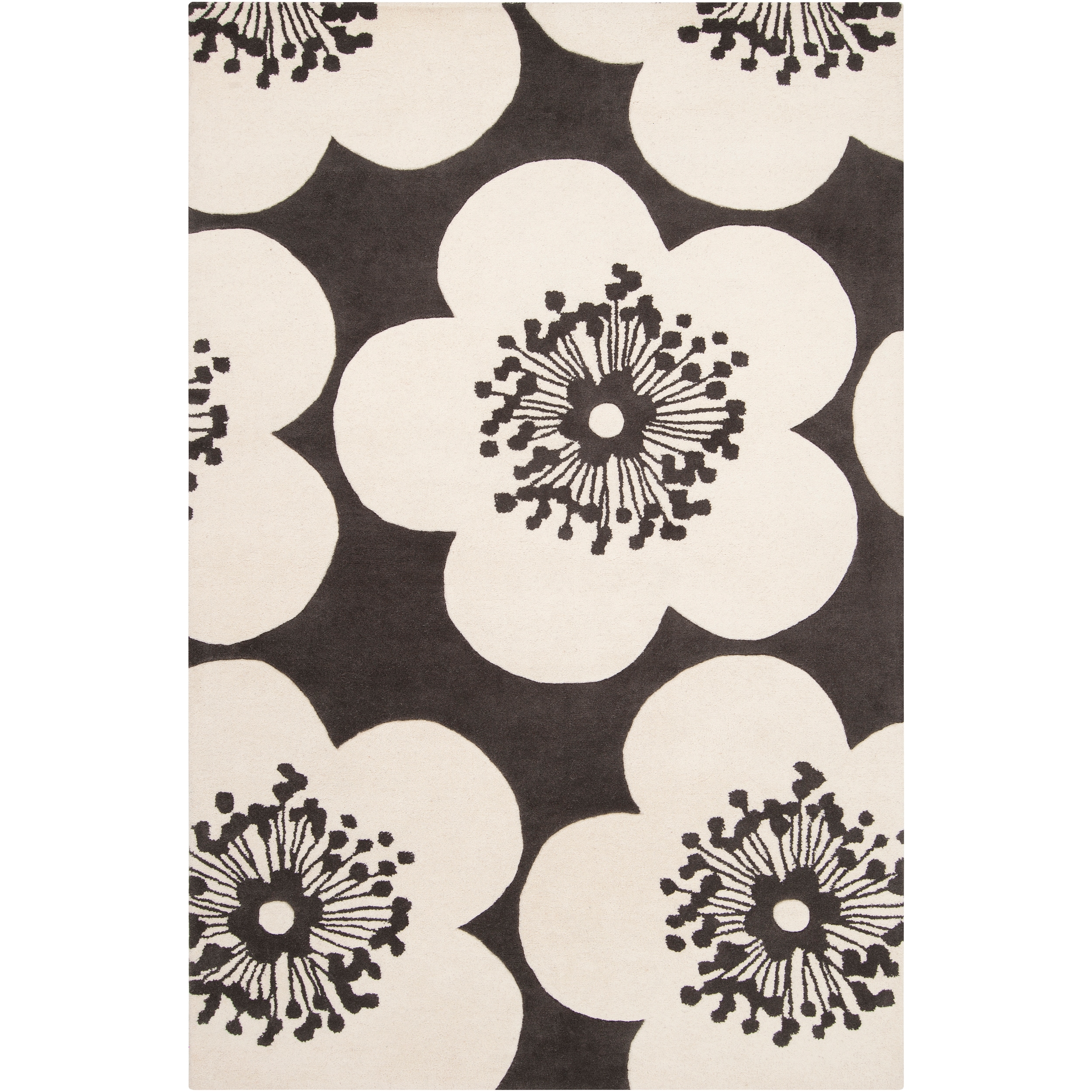 Aimee Wilder Hand tufted Olbia Dark Slate Black Floral Wool Rug (2 X 3)