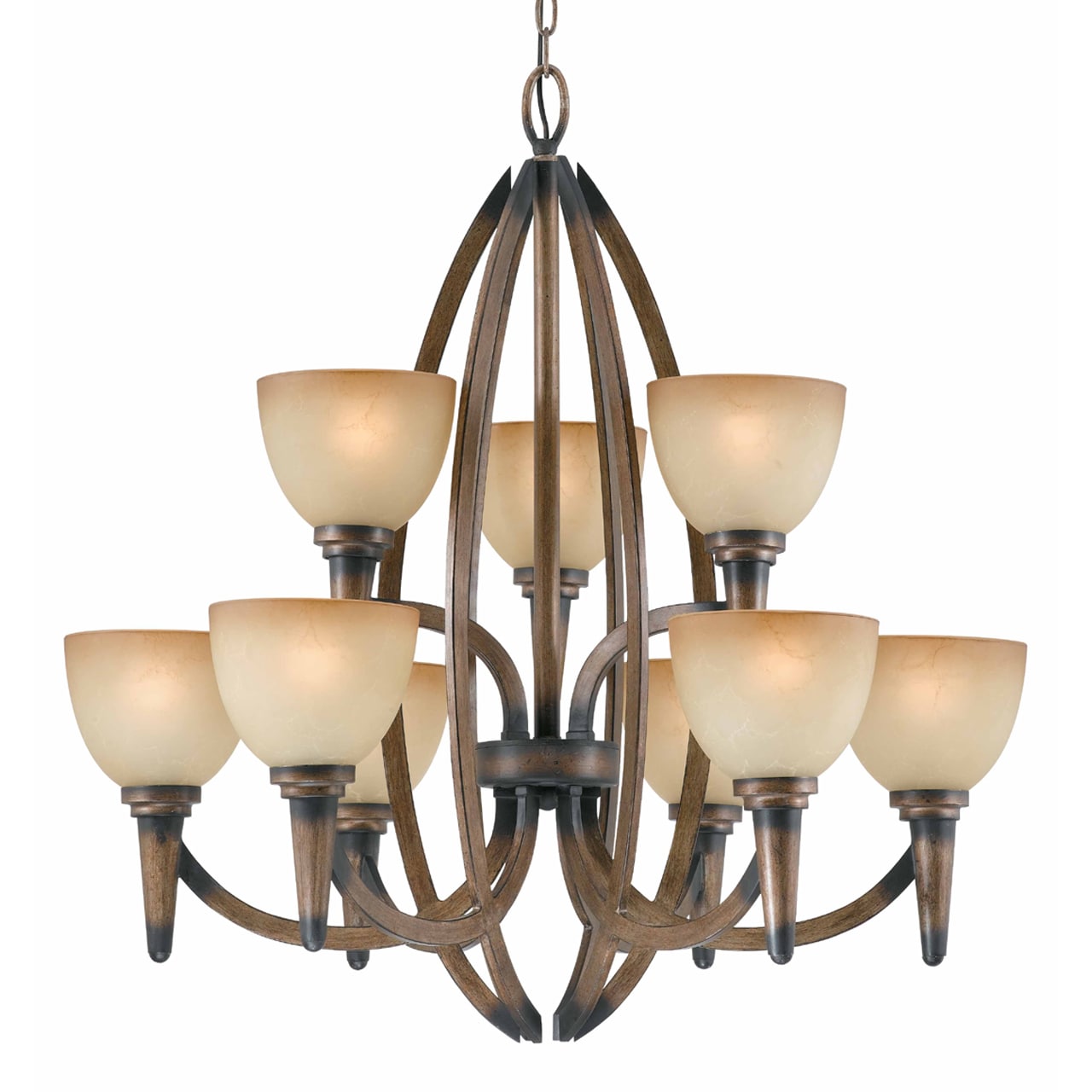 Olympian 9 light Torch Bronze Chandelier