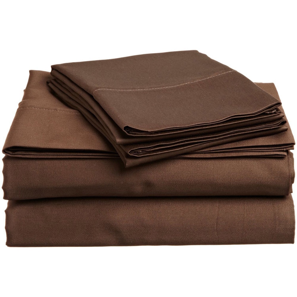 Home City Inc. Microfiber Solid Plain 100 percent Wrinkle free Sheet Set Brown Size California King