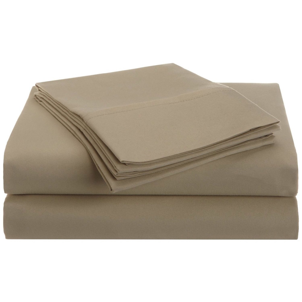 Home City Inc. Microfiber Solid Plain 100 percent Wrinkle free Sheet Set Tan Size Twin