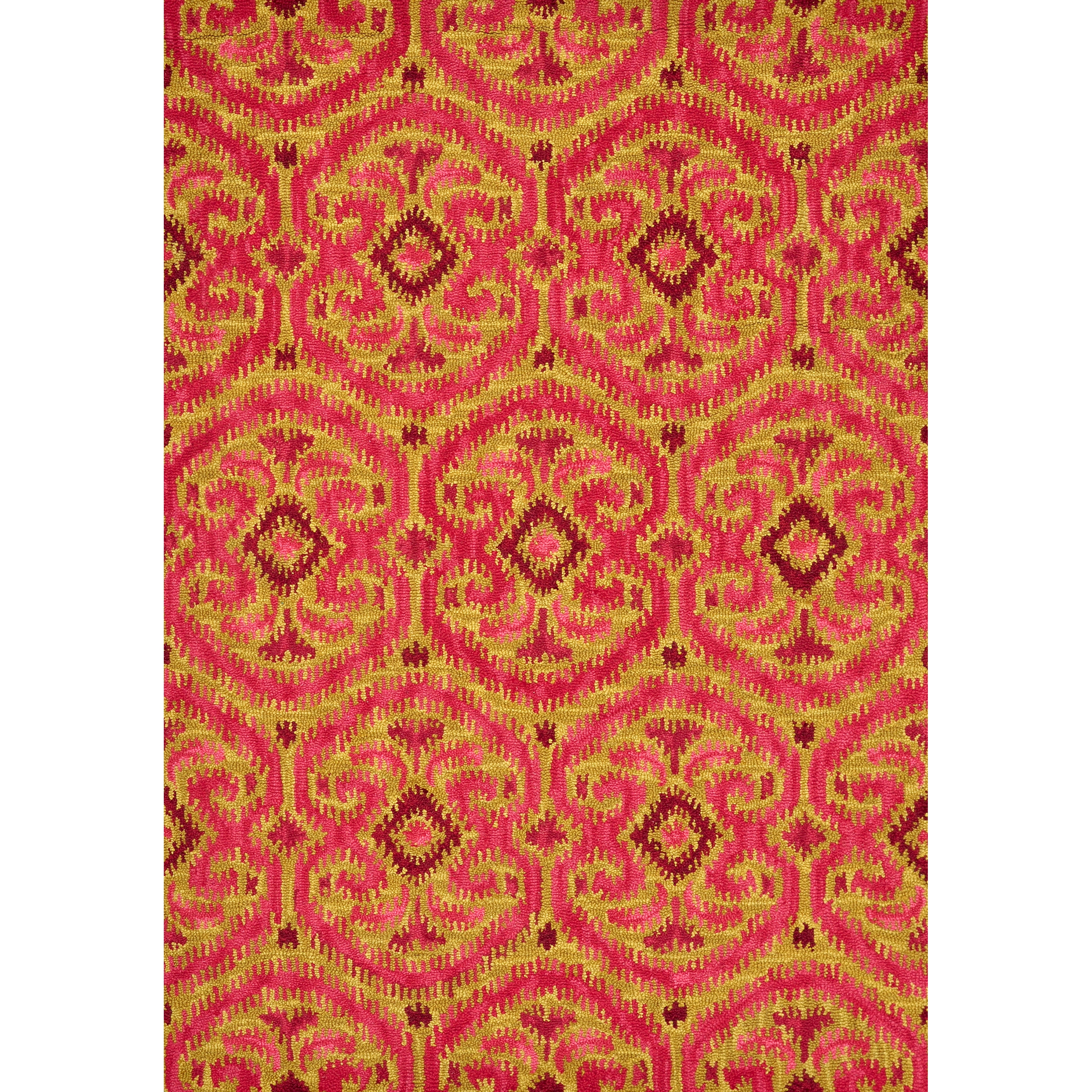 Hand tufted Montague Gold/ Berry Wool Rug (26 X 76)