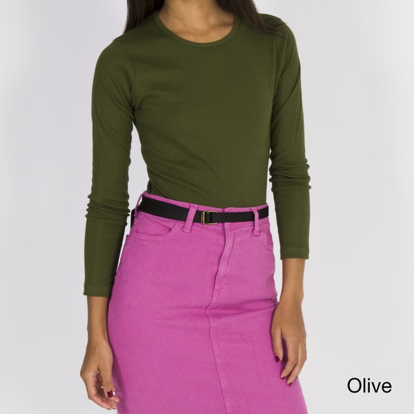 American Apparel Women's Baby Rib Long Sleeve Scoop Neck T