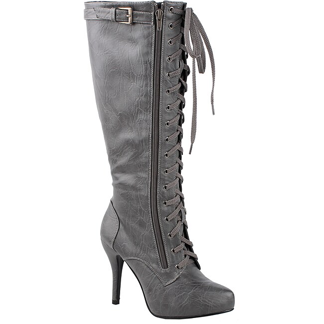 grey knee high boots heel