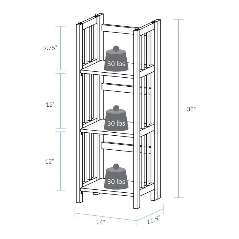 3-Shelf Folding 14-inch Wide Bookcase