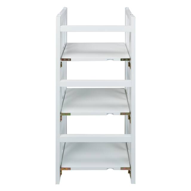 3-Shelf Folding 14-inch Wide Bookcase - White