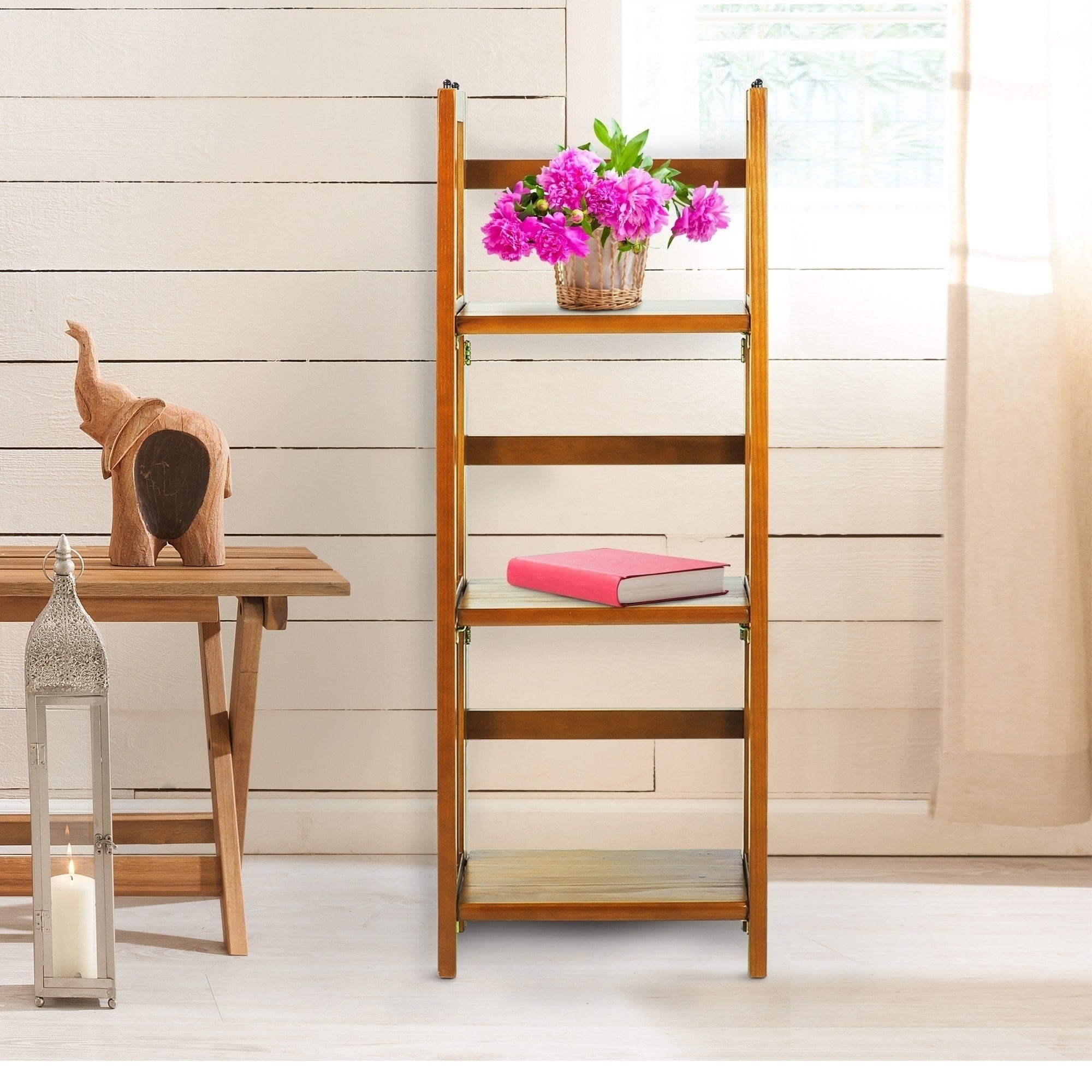 Walnut Casual Home 3-Shelf Folding Bookcase
