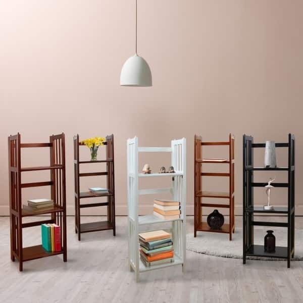 Shop 3 Shelf Folding 14 Inch Wide Bookcase Overstock 6986462