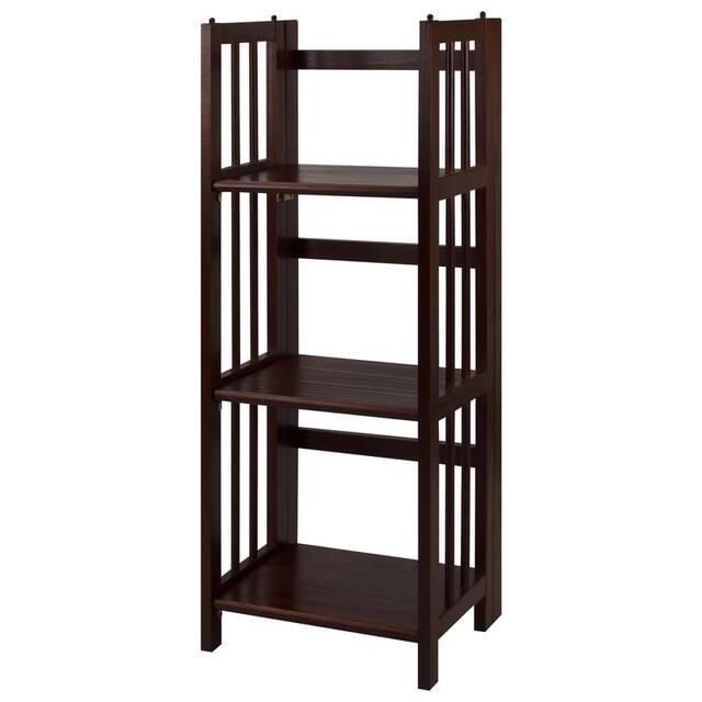 3-Shelf Folding 14-inch Wide Bookcase - Walnut