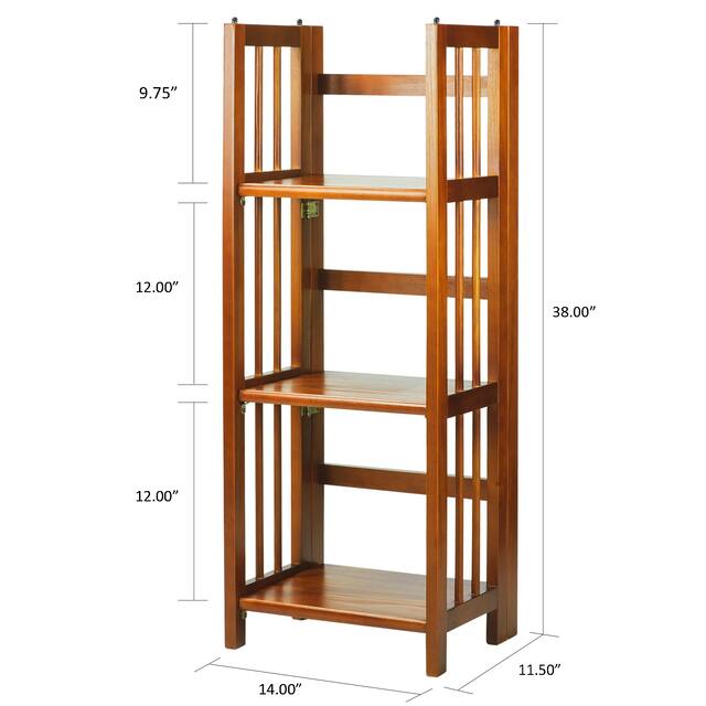 3-Shelf Folding 14-inch Wide Bookcase