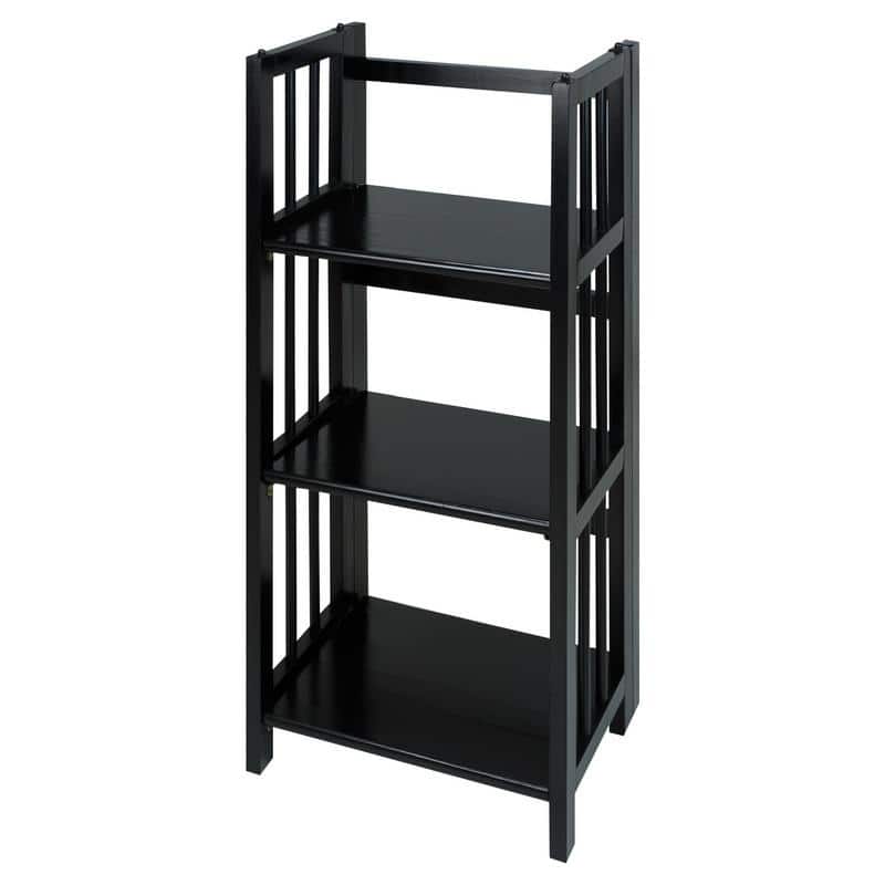 3-Shelf Folding 14-inch Wide Bookcase - Black