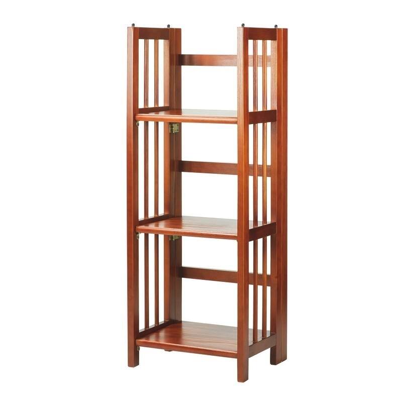 3-Shelf Folding 14-inch Wide Bookcase - Mahogany