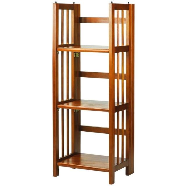 3-Shelf Folding 14-inch Wide Bookcase - Honey Oak