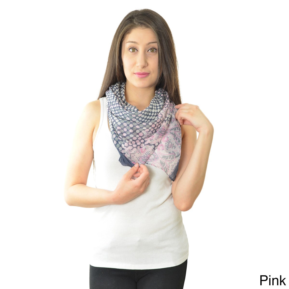 La77 Paisley Polka Dot Scarf Pink Size One Size Fits Most