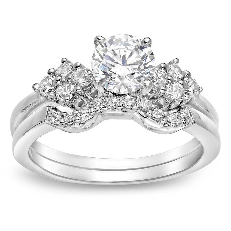 Auriya 14k Gold 1ctw Certified Round Diamond Bridal Ring Set (J-K, I1-I2) - White Gold - 4